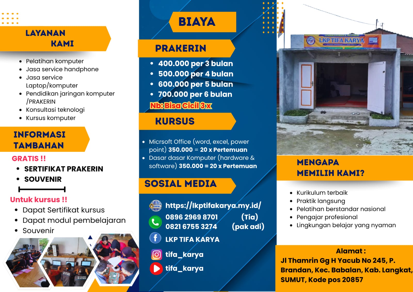 Penerimaan Kursus di LKP Tifakarya